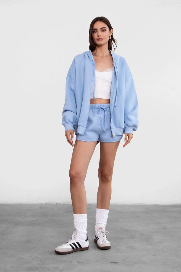 Sleepy But Social Hoodie -Oversized- Baby Blue