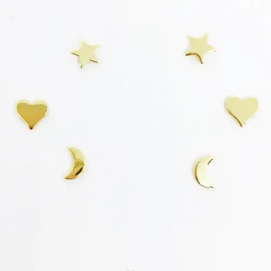 Dainty Earrings Star, Moon N Heart