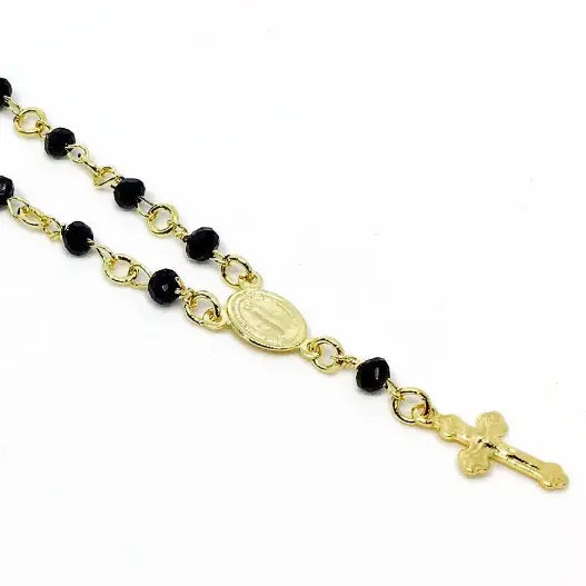 Fashion Rosary Black Crystals Necklace