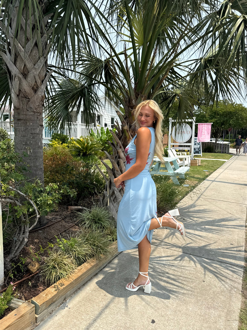 moody blue dress Azazie Maksim
