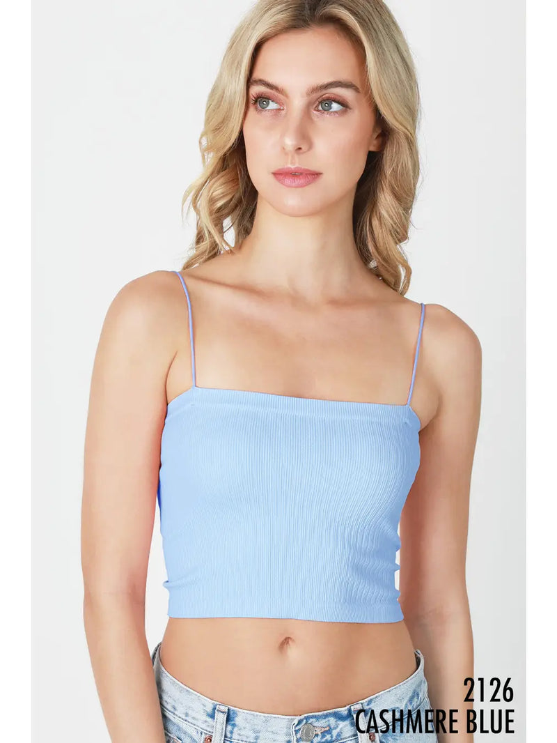Ribbed Cropped Cami Cashmere Blue
