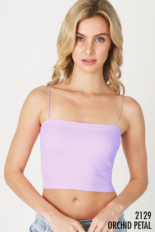 Ribbed Cropped Cami Orchid Petal