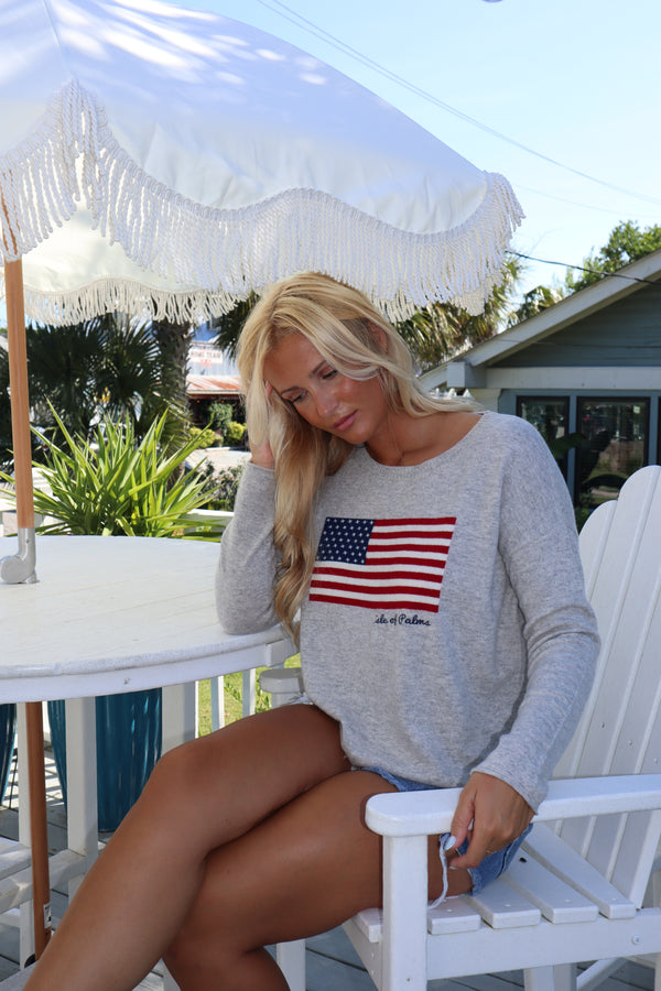 Cashmere Novelty Isle of Palms Sweater- Flag