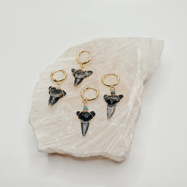 Dainty Shark Tooth Huggie Hoop Earrings