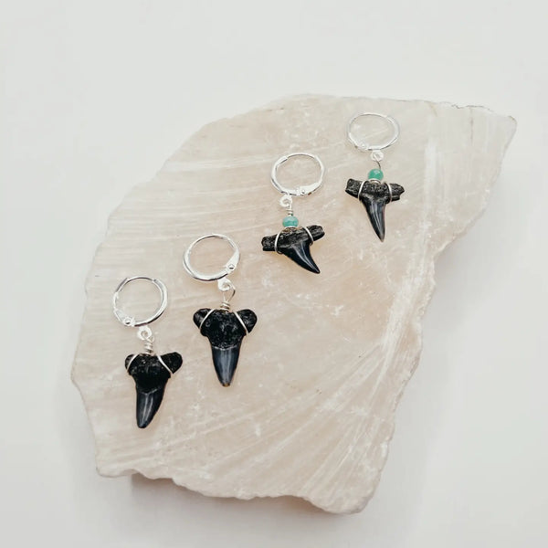 Dainty Shark Tooth Huggie Hoop Earrings