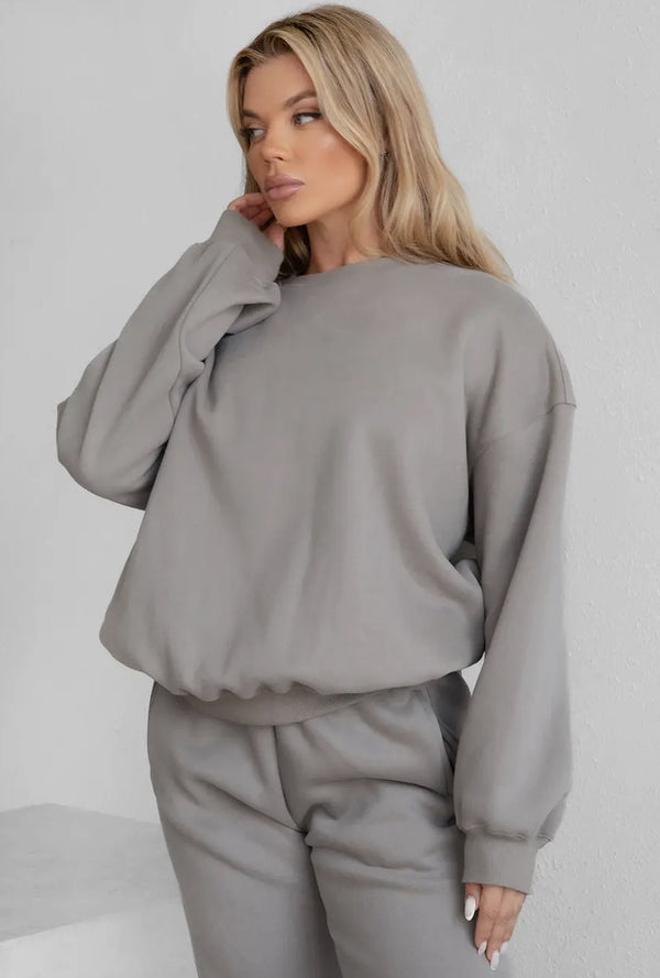 Sleepy But Social Crewneck - Oversized - Heather Grey