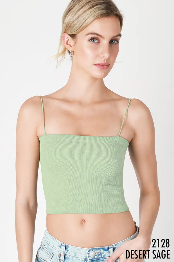 Ribbed Cropped Cami Desert Sage