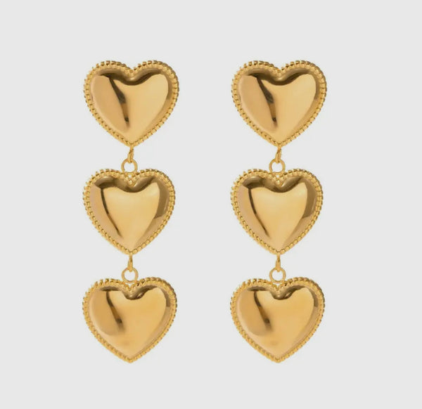 Frenchie heart drop earrings