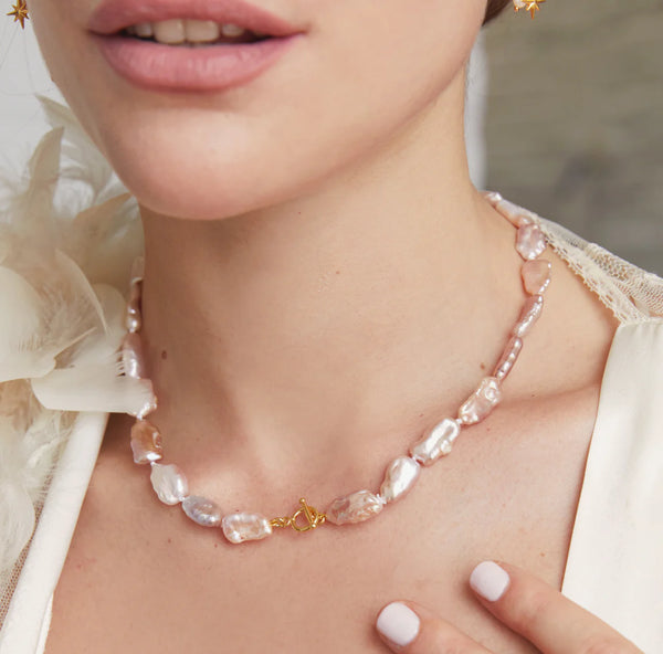 Leighton Pearl Necklace Blush - Gold