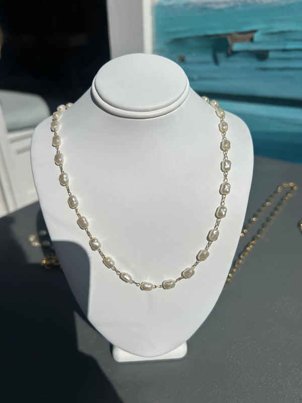 Pearl Charm Necklace Chain 16inch