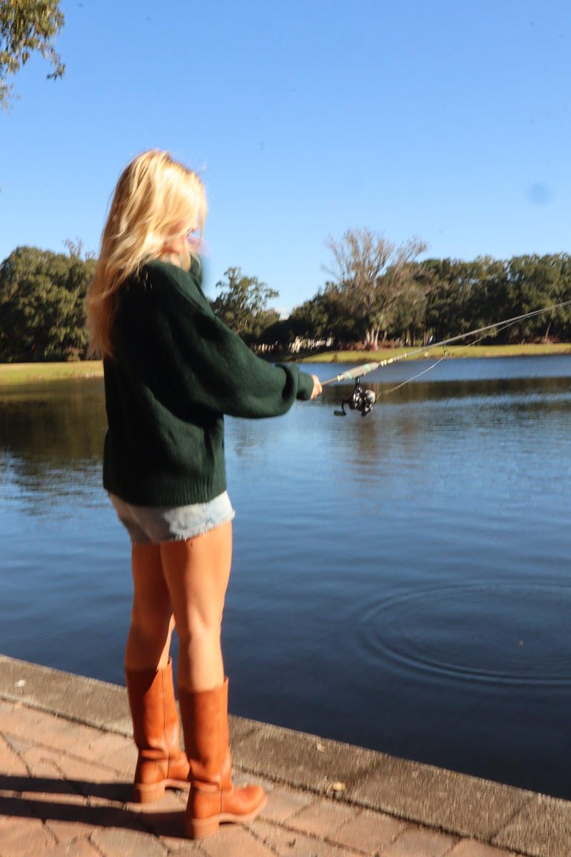 Fishin' In The Dark Sweater Green