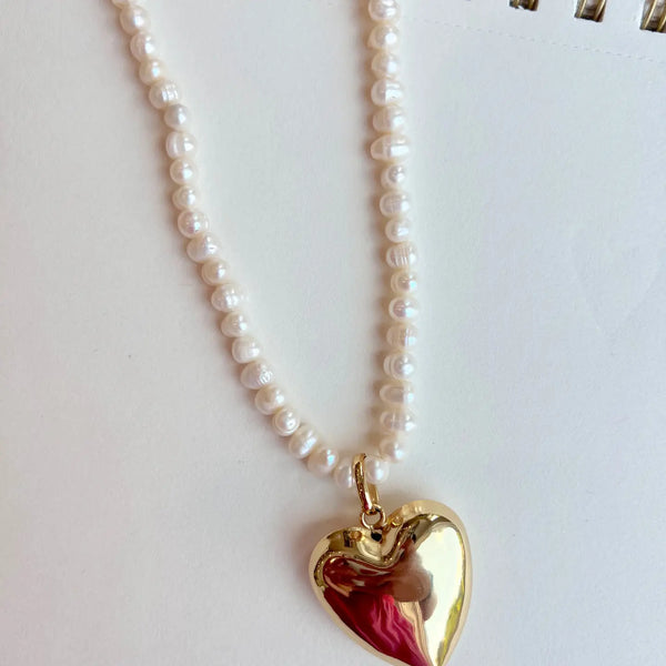 Pearl Necklace with Heart Charm