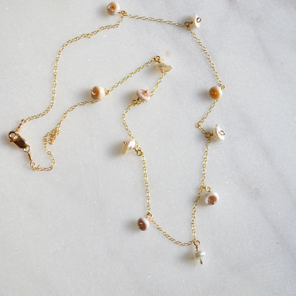 Keshi Pearl & Puka Shell Necklace 15 inches