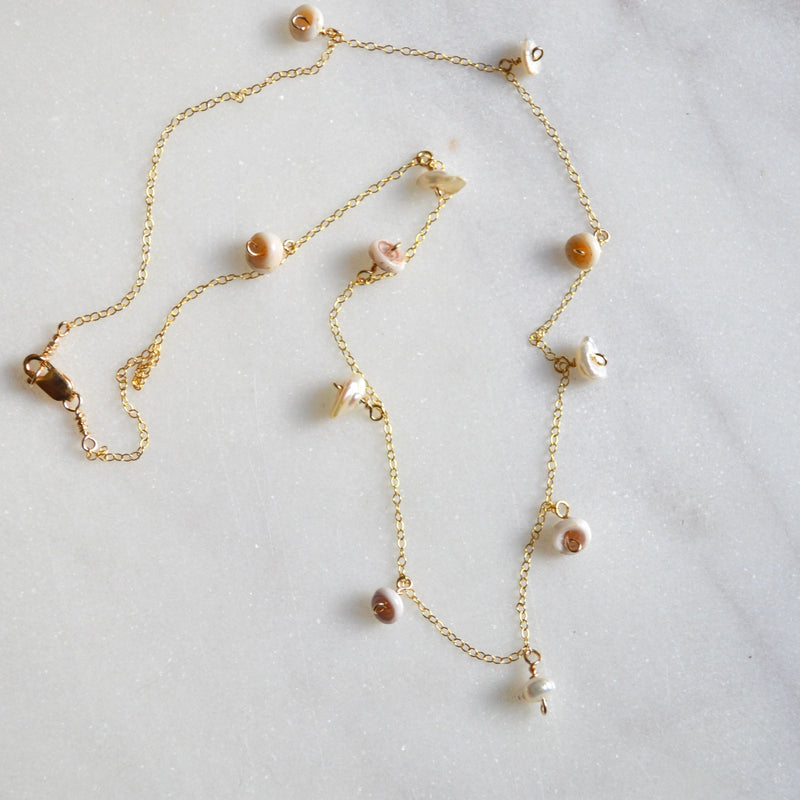 Keshi Pearl & Puka Shell Necklace 15 inches