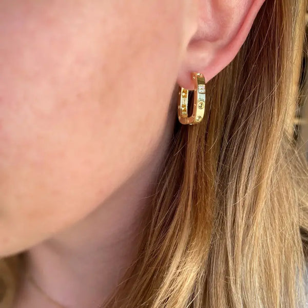 Medium Rectangular Clicker Hoop Earrings