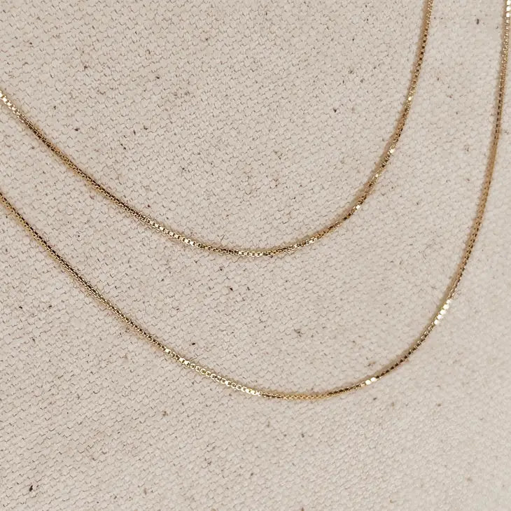 18k Gold Filled Box Chain 0.5mm Necklace