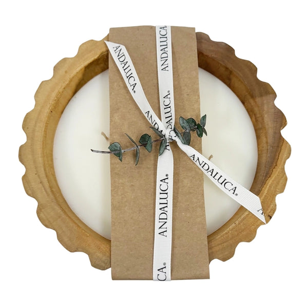 Scallop Teakwood Bowl Candle: Tall