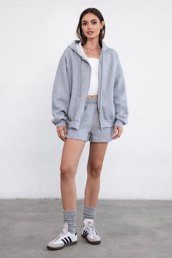 Sleepy But Social Hoodie -Oversized- Heather Grey