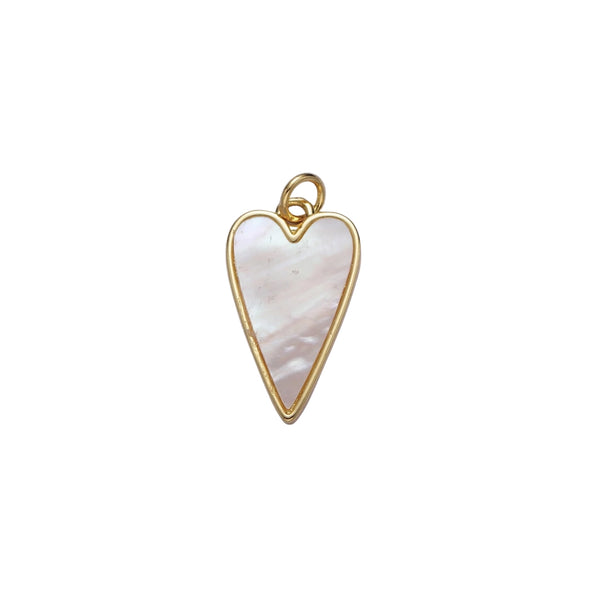 Long Pearl Heart Charm