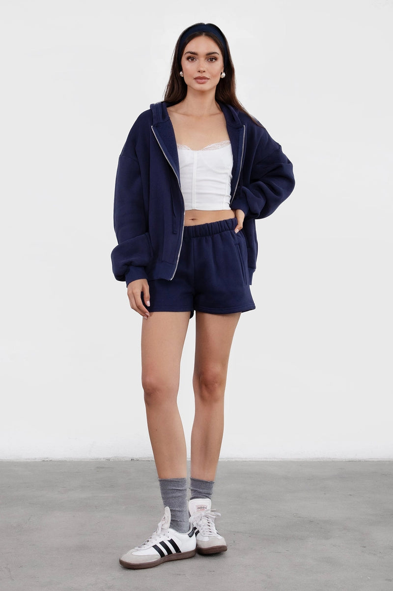 Sleepy But Social Hoodie -Oversized- Navy