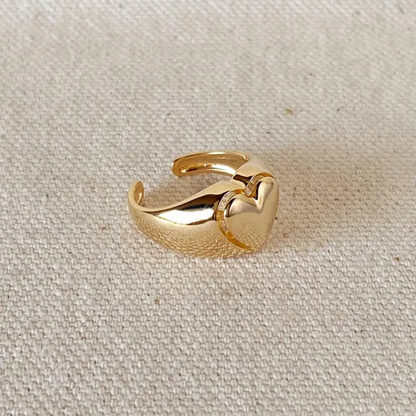 18k Gold Filled Pillow Heart Ring - size 8