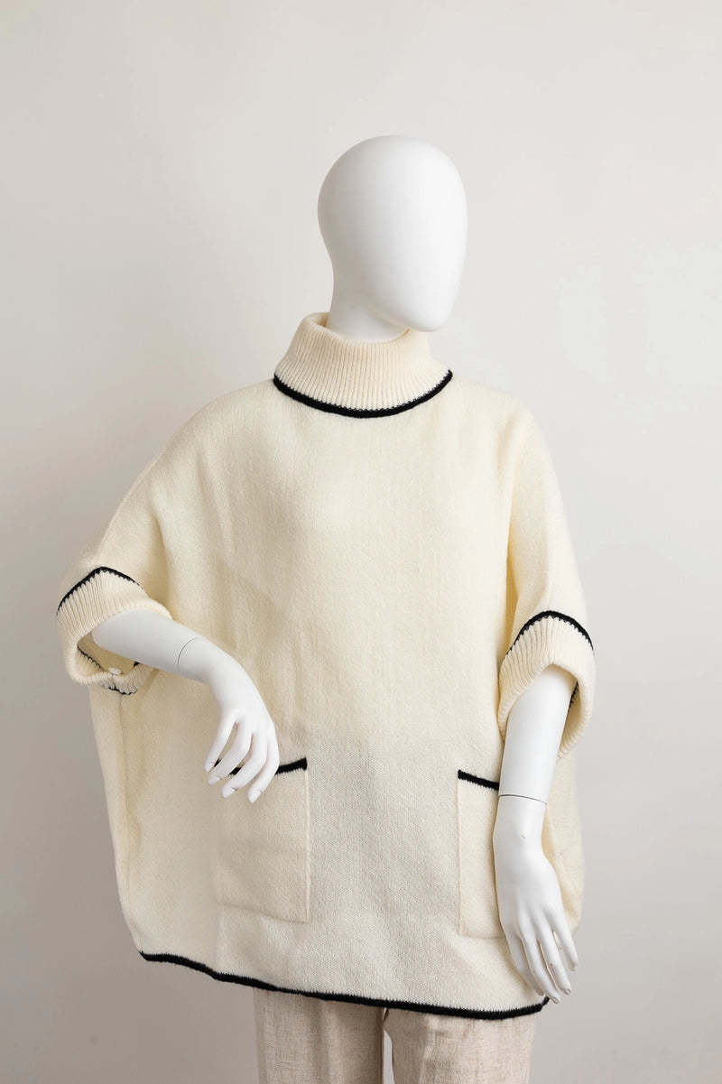 Sleigh Ride Poncho- Ivory One Size