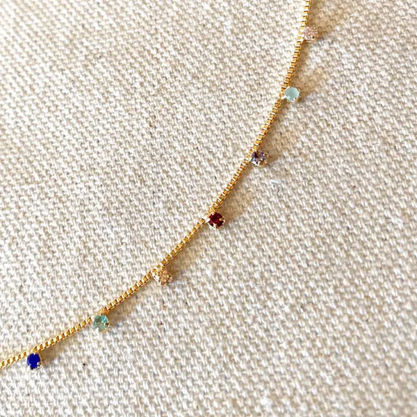 Micro Cubic Zirconia Colored Stones Necklace