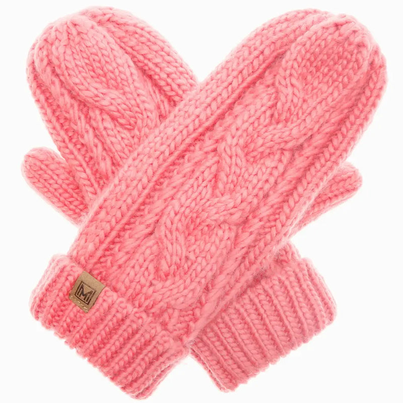 Fleece Lined Cable Knit Mittens
