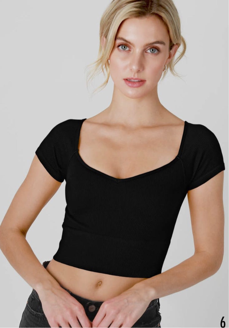 Cap Sleeve Crop Black