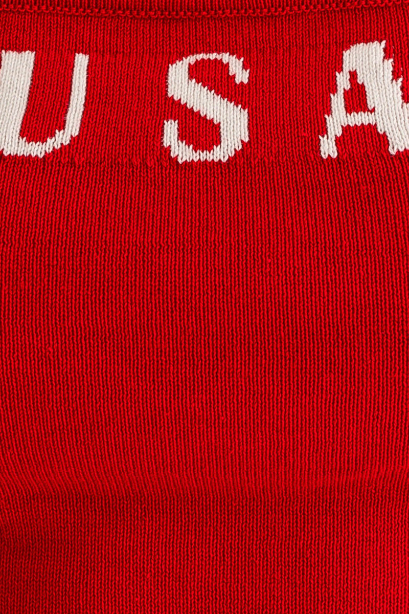 USA Knit Top Red