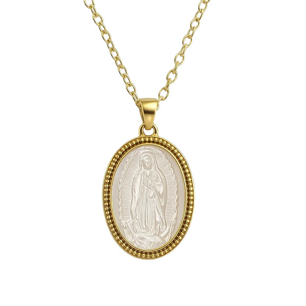 Virgin Mary Opal MOP Necklace