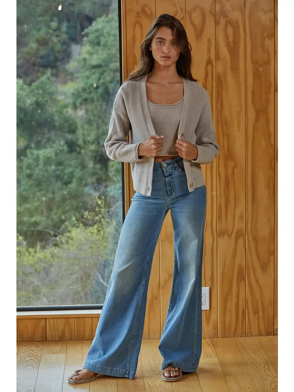 Knit Button Down Cardigan Mocha