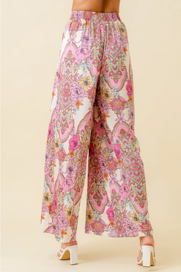 Retro Vintage Bandana Style Floral Pastel Pants