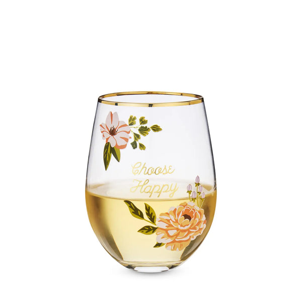 Choose Happy Stemless Wine Glass