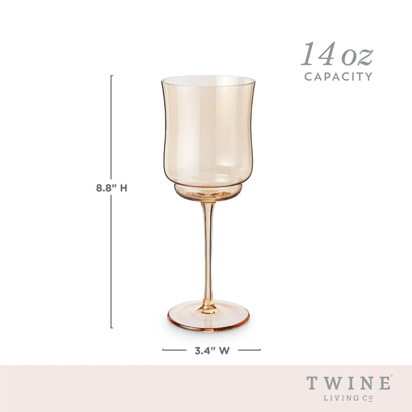 Tulip Stemmed Wine Glass 2 Piece Set in Amber