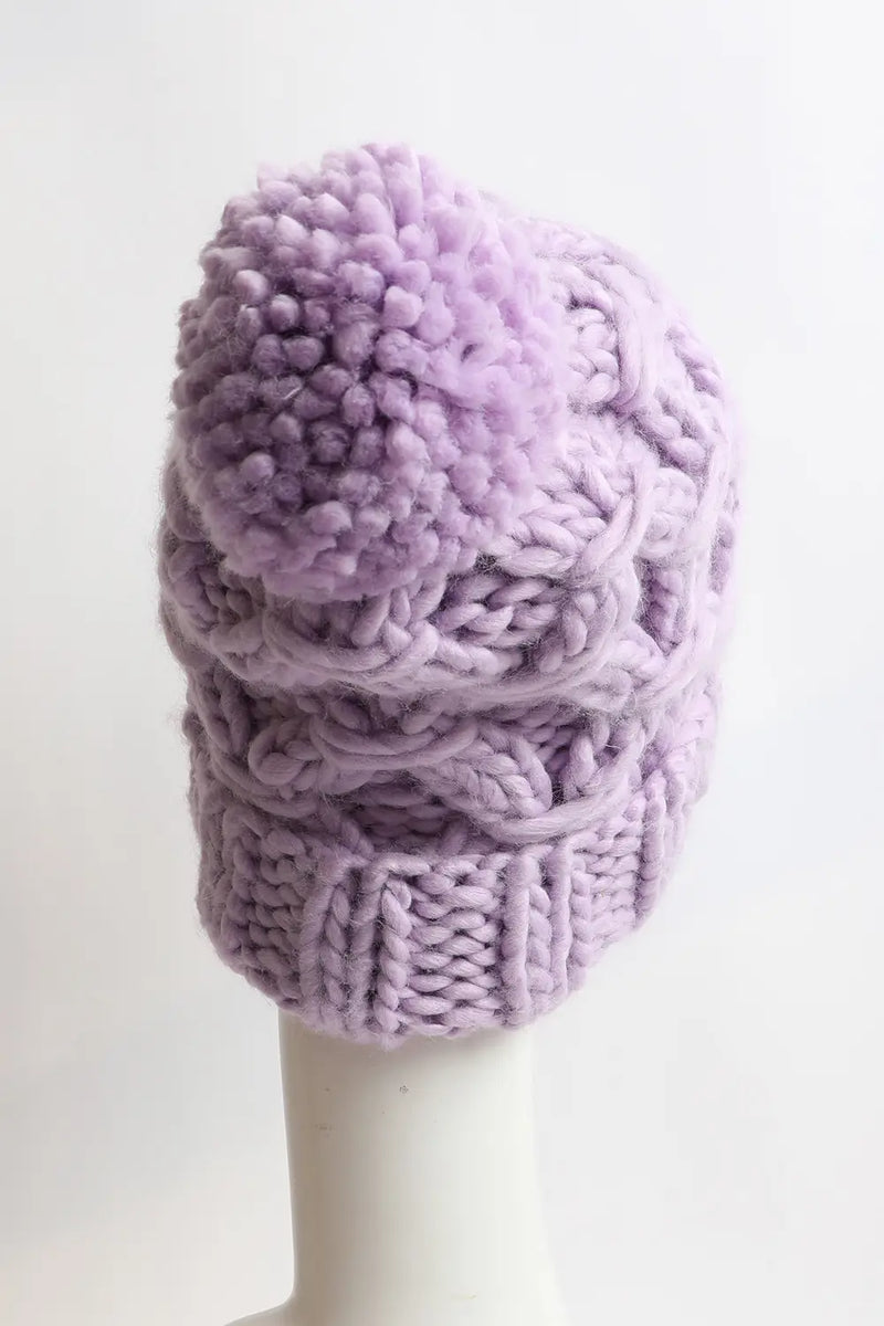 Rory Knit Pom Beanie Lavender