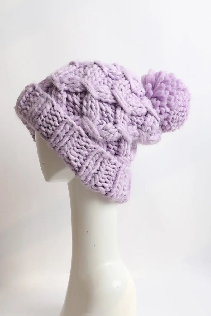 Rory Knit Pom Beanie Lavender