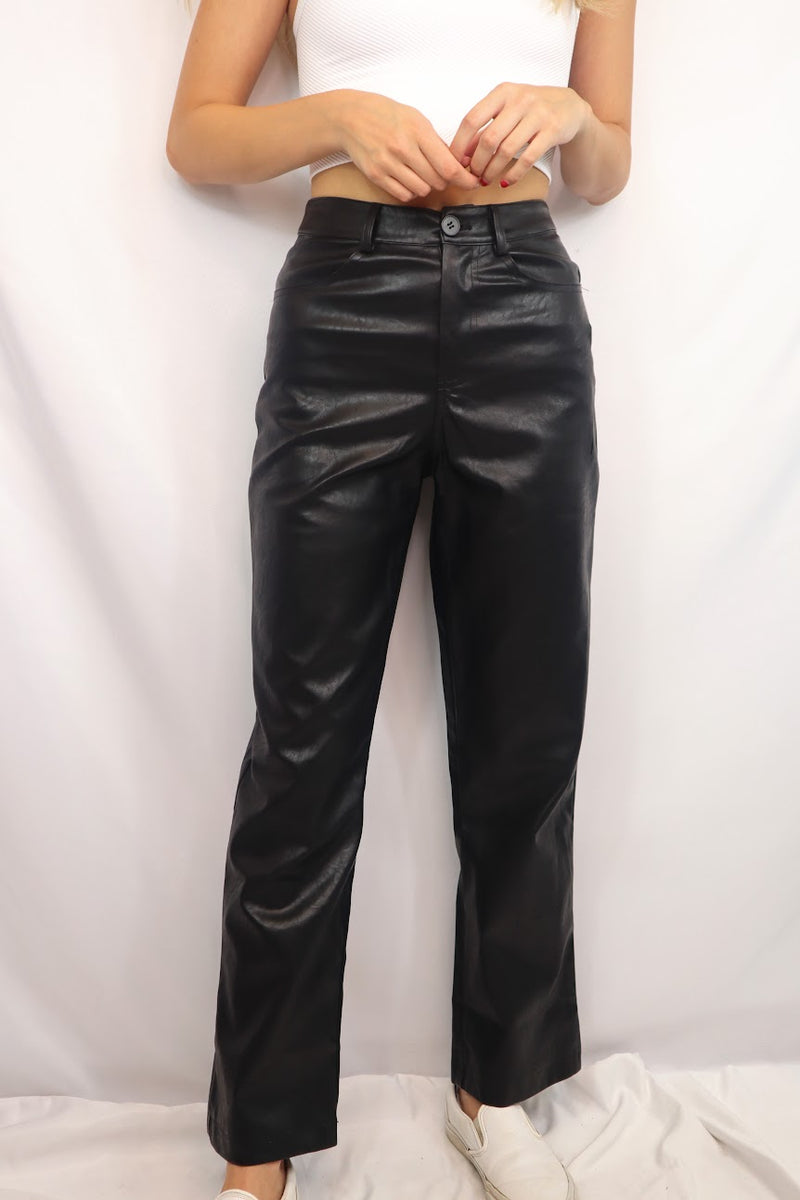 Jojo Vegan Leather Pants Black