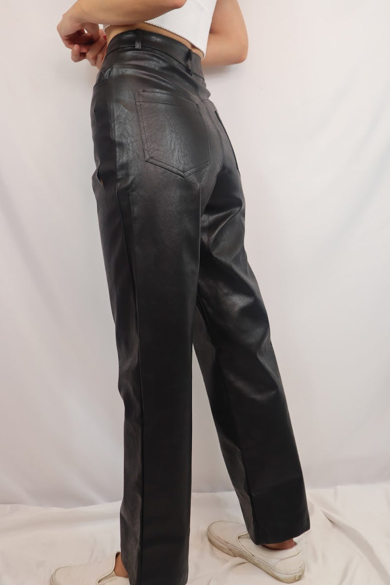 Jojo Vegan Leather Pants Black