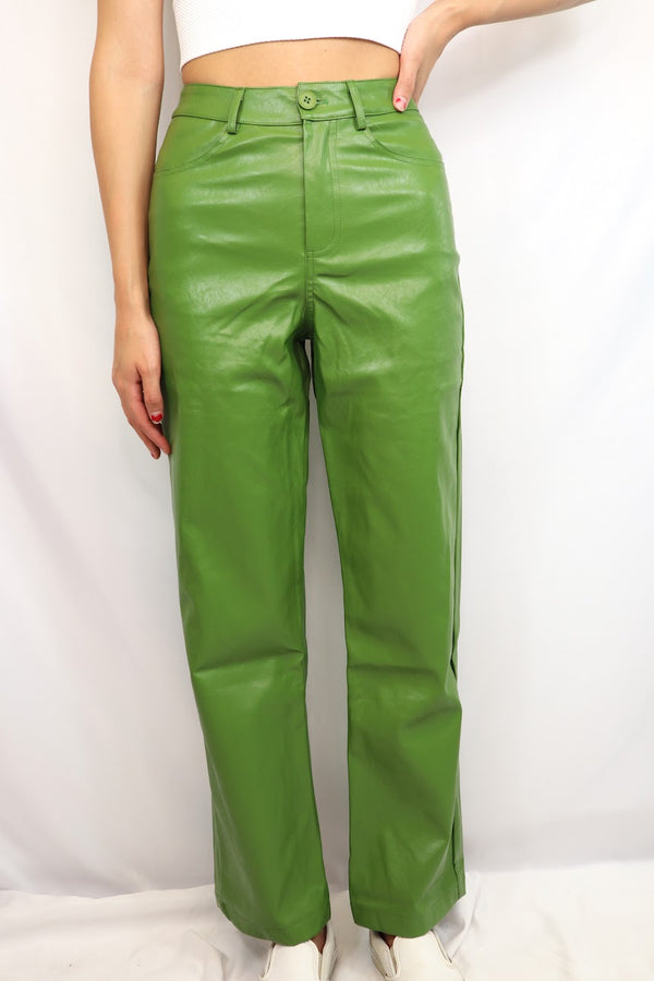 Jojo Vegan Leather Pants Green