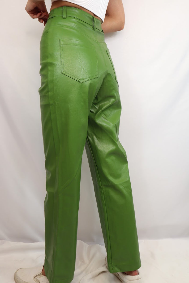 Jojo Vegan Leather Pants Green