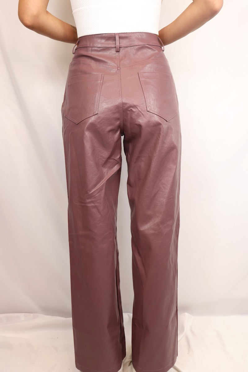 Jojo Vegan Leather Pants Lavender