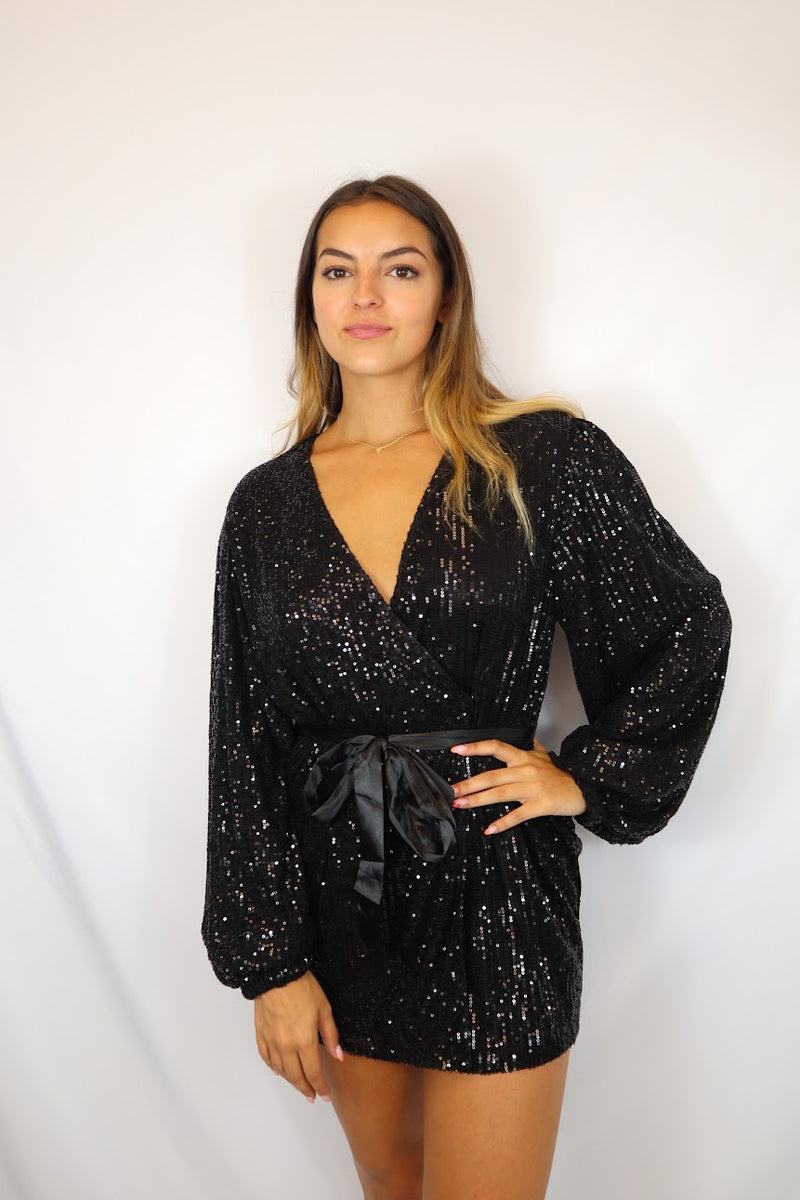 Sequin Wrap Dress Black – SHOP ABOVO