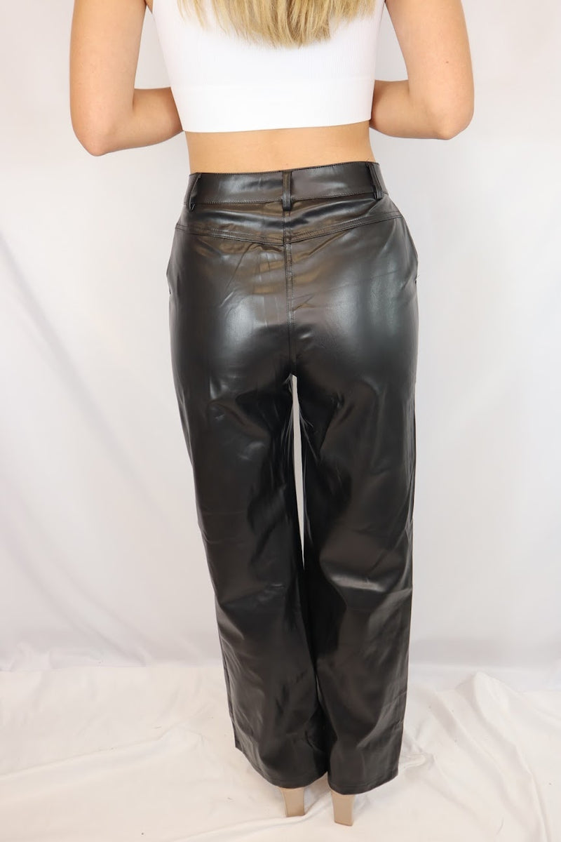 Izzy Vegan Leather Pants Black