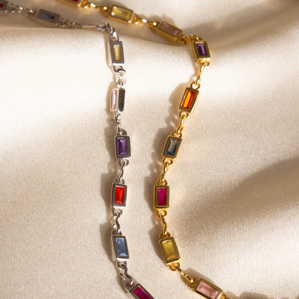 RILEY RAINBOW CHAIN NECKLACE SILVER