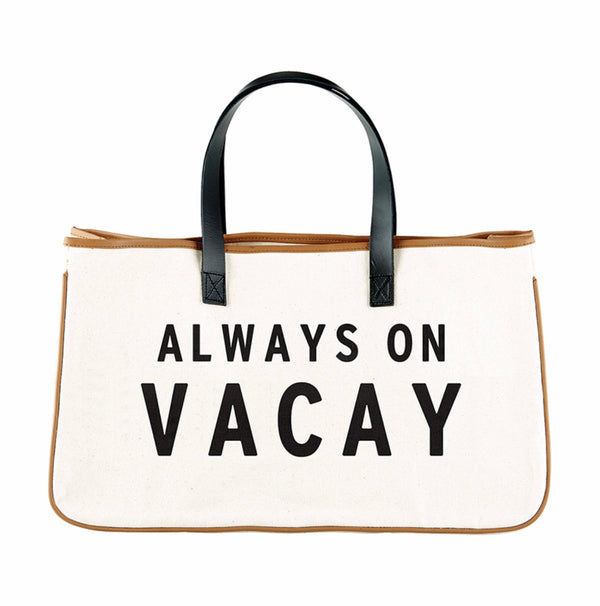 Always on Vacay Canvas Tote